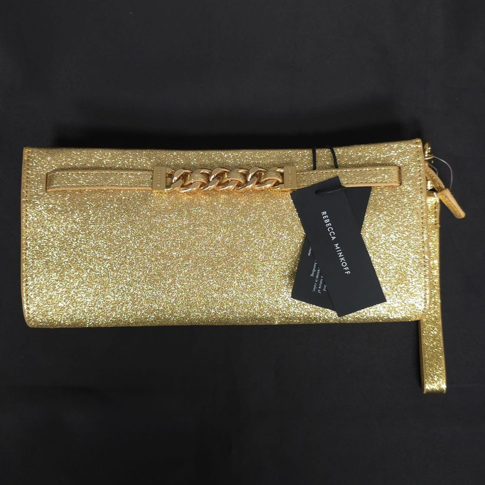 Rebecca Minkoff Womens New Wristlet Bag Curb Link Clutch Gold Hf24tgfclt — image 7 of 8